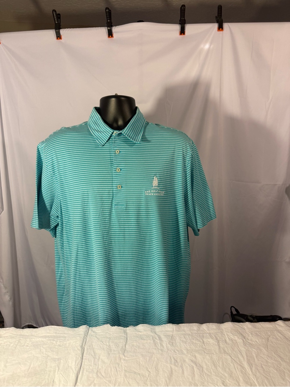 Men's Teal Stripe Polo Shirt - Sailboat Logo